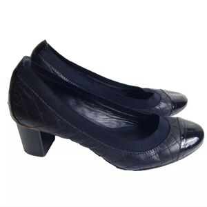 Tory Burch Carrie Black Quilted Leather Pumps